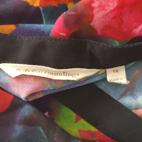 Soft Surroundings sheer gorgeous floral garden button down tunic shirt Sz 1X - Picture 5 of 5